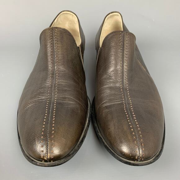 BRUNO MAGLI Size 9 Brown Contrast Stitch Leather Loafers - Picture 4 of 7